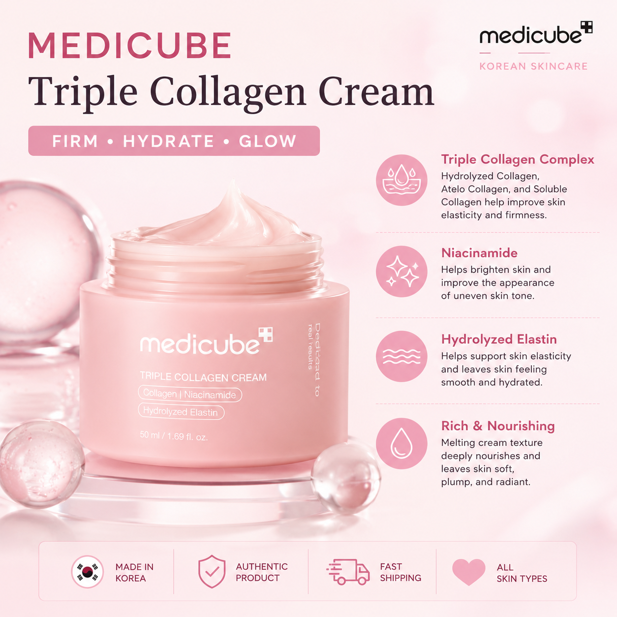 Medicube Triple Collagen Cream – Firming and Hydrating Moisturizer