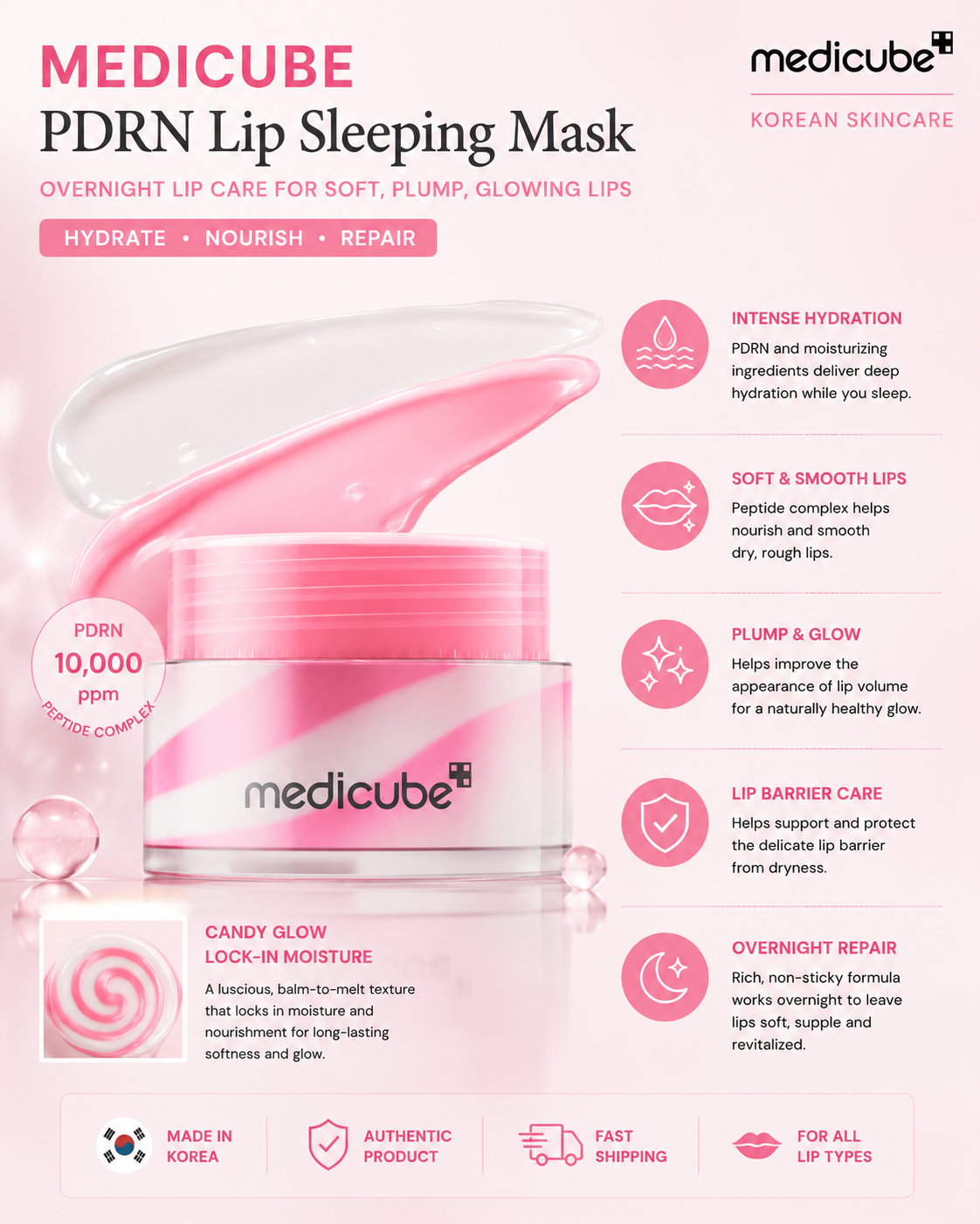 Medicube PDRN Lip Sleeping Mask – Overnight Lip Care for Soft, Glowing Lips