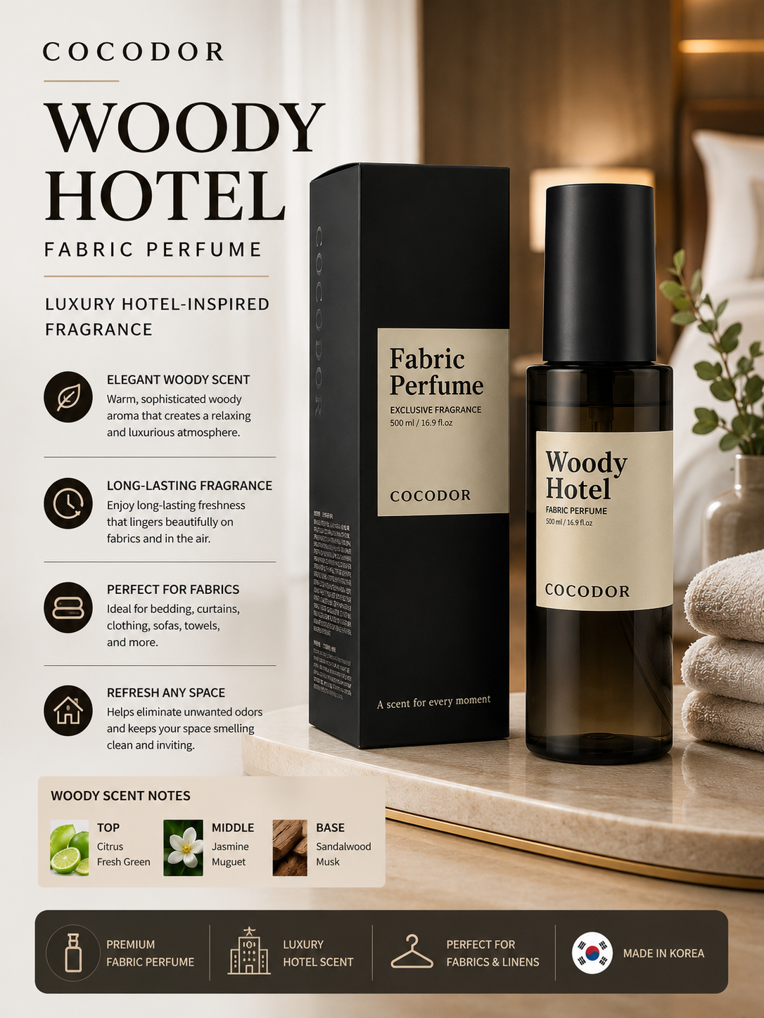Cocodor Woody Hotel Room Fabric Spray – Luxury Home Fragrance