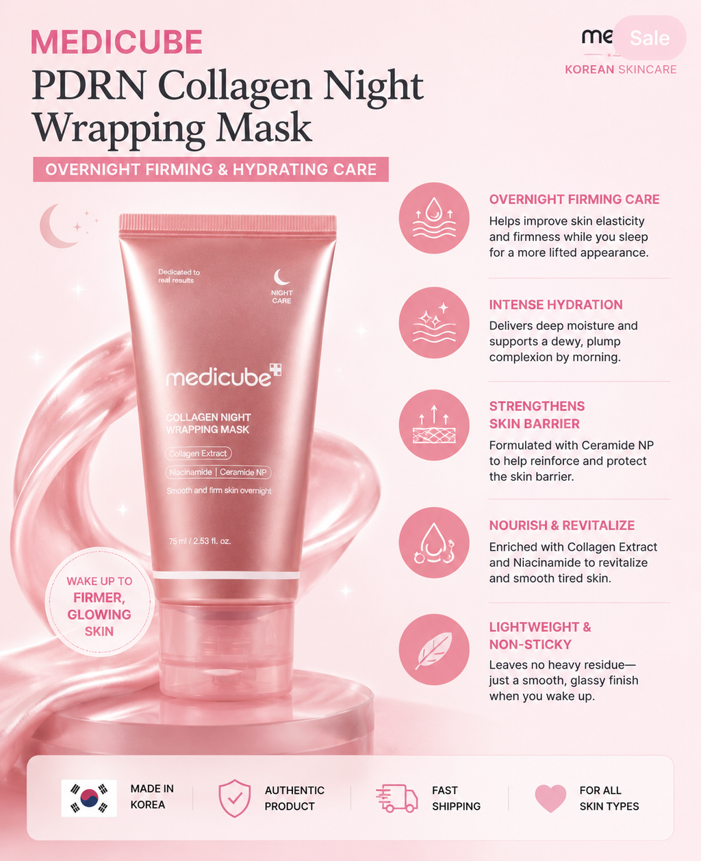 Medicube PDRN Collagen Night Wrapping Mask – Overnight Firming and Hydrating Treatment